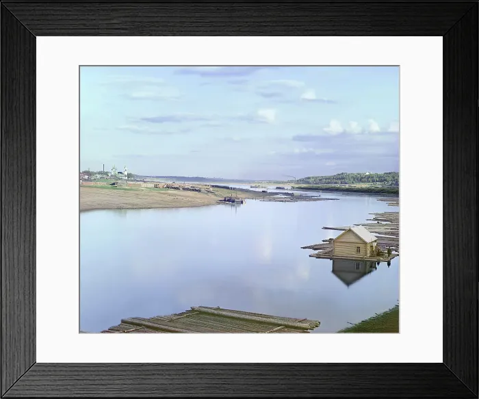 Framed Print : Confluence of the Kostroma River with the Volga, 1910. Creator: Sergey Mikhaylovich Prokudin-Gorsky Framed Print : Confluence of the Kostroma River with the Volga, 1910. Creator: Sergey Mikhaylovich Prokudin-Gorsky