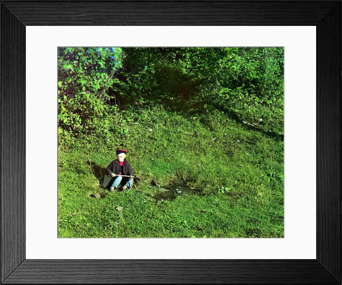 Framed Print : On the Sim River; Shepherd boy, 1910. Creator: Sergey Mikhaylovich Prokudin-Gorsky Framed Print : On the Sim River; Shepherd boy, 1910. Creator: Sergey Mikhaylovich Prokudin-Gorsky