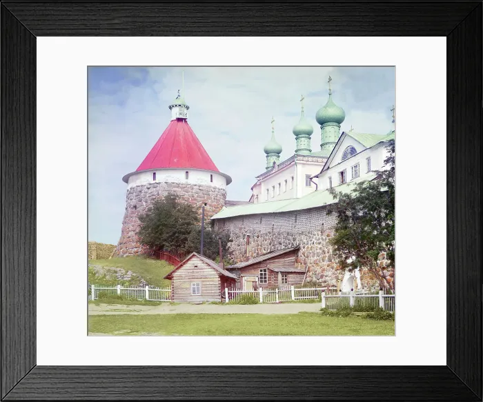 Framed Print : Corner tower of the Trinity Cathedral in the Solovetsky Monastery, Solovetski Islands, 1915. Creator: Sergey Mikhaylovich Prokudin-Gorsky Framed Print : Corner tower of the Trinity Cathedral in the Solovetsky Monastery, Solovetski Islands, 1915. Creator: Sergey Mikhaylovich Prokudin-Gorsky