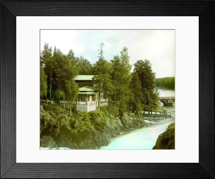Framed Print : Dacha near Kivach waterfall, Suna River, 1915. Creator: Sergey Mikhaylovich Prokudin-Gorsky Framed Print : Dacha near Kivach waterfall, Suna River, 1915. Creator: Sergey Mikhaylovich Prokudin-Gorsky