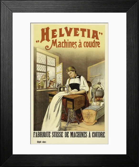 Framed Print : Helvetia, machines à coudre, 1890. Creator: Anonymous Framed Print : Helvetia, machines à coudre, 1890. Creator: Anonymous