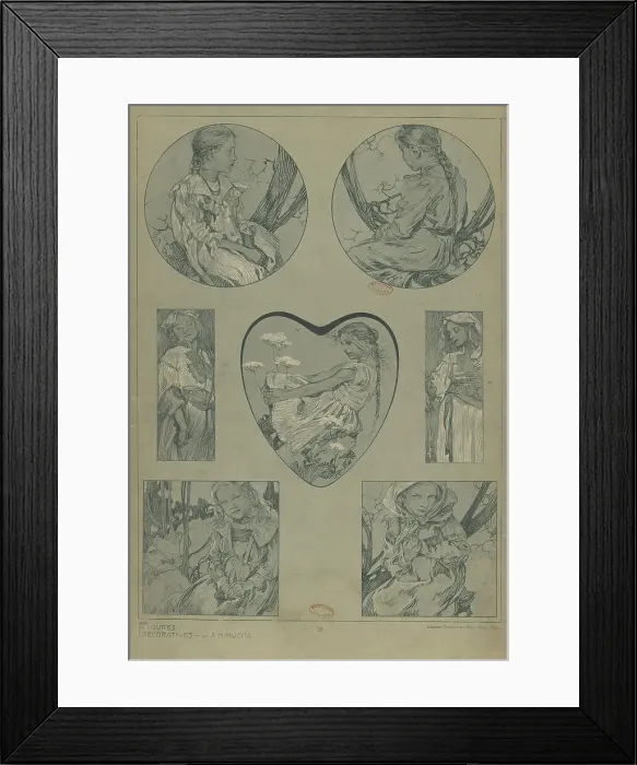 Framed Print : Figures décoratives, 1902. Creator: Mucha, Alfons Marie (1860-1939) Framed Print : Figures décoratives, 1902. Creator: Mucha, Alfons Marie (1860-1939)