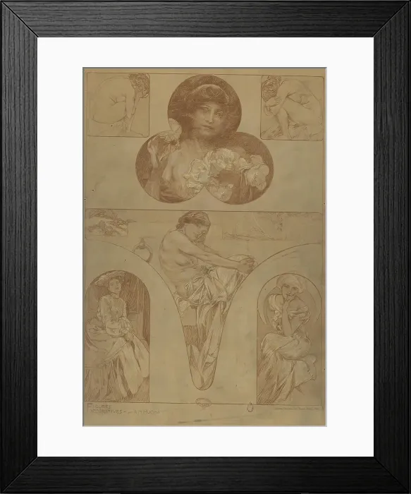 Framed Print : Figures décoratives, 1902. Creator: Mucha, Alfons Marie (1860-1939) Framed Print : Figures décoratives, 1902. Creator: Mucha, Alfons Marie (1860-1939)