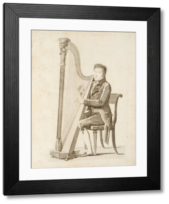 Framed Print : Portrait of the composer and harpist Nicolas-Charles Bochsa (1789-1856), c. 1830. Creator: Anonymous Framed Print : Portrait of the composer and harpist Nicolas-Charles Bochsa (1789-1856), c. 1830. Creator: Anonymous