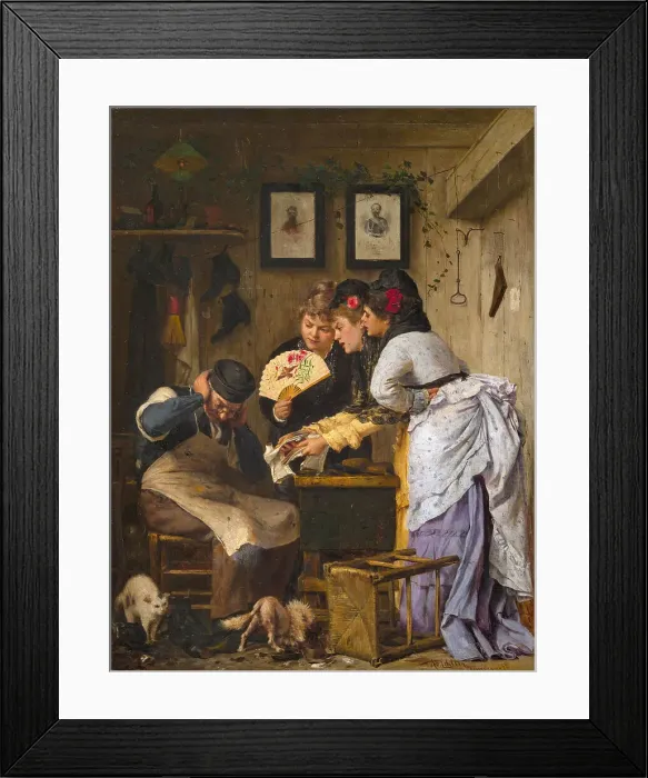 Framed Print : Complaint to the shoemaker, 1878. Creator: Echtler, Adolf (1843-1914) Framed Print : Complaint to the shoemaker, 1878. Creator: Echtler, Adolf (1843-1914)