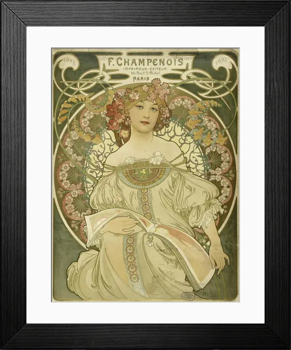 Framed Print : F. Champenois Imprimeur-Editeur, 1897. Creator: Mucha, Alfons Marie (1860-1939) Framed Print : F. Champenois Imprimeur-Editeur, 1897. Creator: Mucha, Alfons Marie (1860-1939)