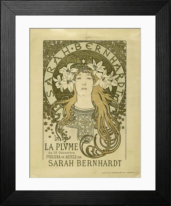 Framed Print : Sarah Bernhardt. La Plume, ca 1897. Creator: Mucha, Alfons Marie (1860-1939) Framed Print : Sarah Bernhardt. La Plume, ca 1897. Creator: Mucha, Alfons Marie (1860-1939)