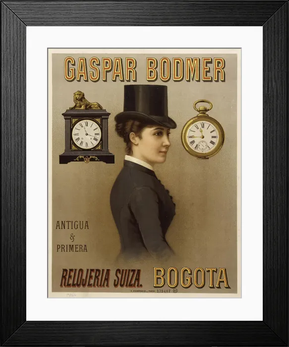 Framed Print : Gaspar Bodmer. Relojeria suiza. Bogota, 1890. Creator: Anonymous Framed Print : Gaspar Bodmer. Relojeria suiza. Bogota, 1890. Creator: Anonymous