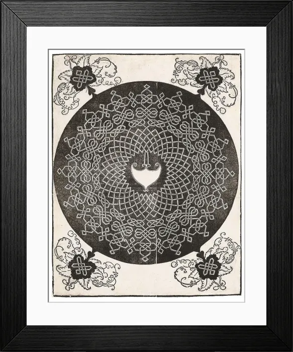 Framed Print : The First Knot (with a heart-shaped shield), from the Series of Six Knots, ca 1506-1507. Creator: Dürer, Albrecht (1471-1528)