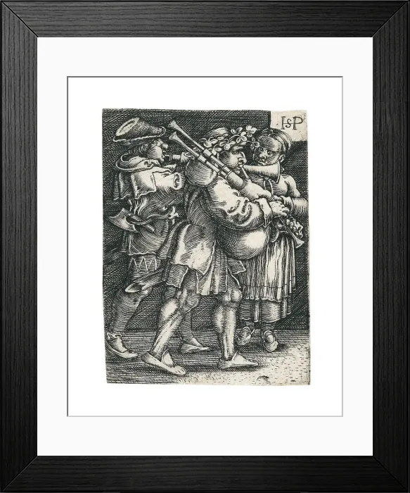 Framed Print : Two musicians and a woman. Creator: Beham, Hans Sebald (1500-1550) Framed Print : Two musicians and a woman. Creator: Beham, Hans Sebald (1500-1550)