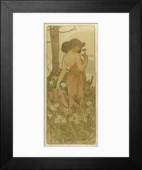 Framed Print : The carnation (From the Series Flowers), 1898. Creator: Mucha, Alfons Marie (1860-1939)