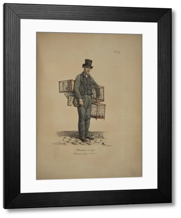 Framed Print : Cage merchant. From the Series Cris de Paris (The Cries of Paris), 1815. Creator: Vernet, Carle (1758-1836). Cage merchant. From the Series Cris de Paris (The Cries of Paris), 1815. Creator: Vernet, Carle (1758-1836) Framed Print : Cage merchant. From the Series Cris de Paris (The Cries of Paris), 1815. Creator: Vernet, Carle (1758-1836). Cage merchant. From the Series Cris de Paris (The Cries of Paris), 1815. Creator: Vernet, Carle (1758-1836)