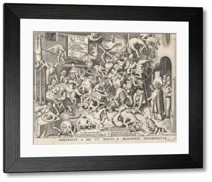 Framed Print : The Fall of the Magician Hermogenes (After Pieter Brueghel I), 1565. Creator: Heyden, Pieter, van der (1538-1572) Framed Print : The Fall of the Magician Hermogenes (After Pieter Brueghel I), 1565. Creator: Heyden, Pieter, van der (1538-1572)