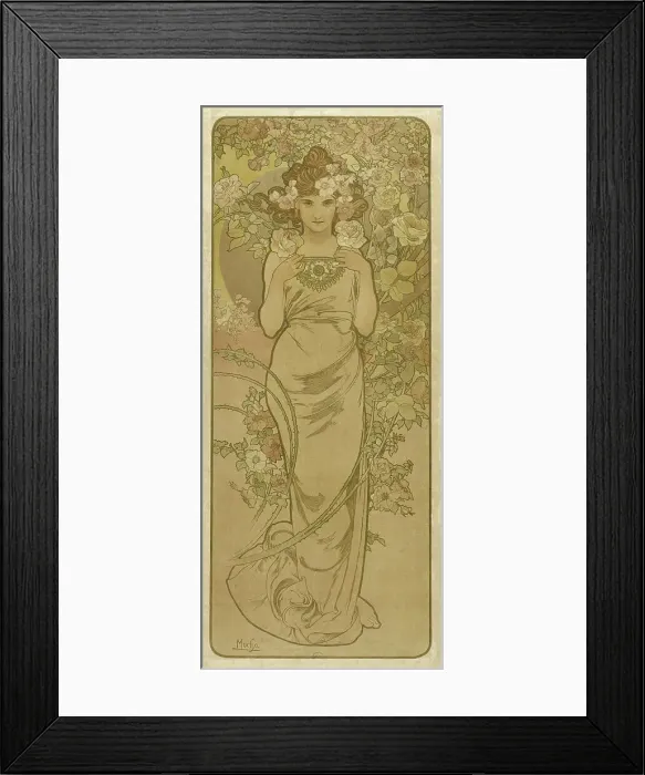 Framed Print : The Rose (From the Series Flowers), 1898. Creator: Mucha, Alfons Marie (1860-1939) Framed Print : The Rose (From the Series Flowers), 1898. Creator: Mucha, Alfons Marie (1860-1939)