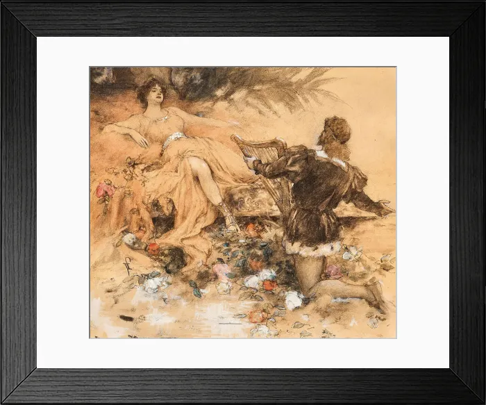 Framed Print : Tannhäuser and Venus in the Venusberg. Creator: Leeke, Ferdinand (1859-1937) Framed Print : Tannhäuser and Venus in the Venusberg. Creator: Leeke, Ferdinand (1859-1937)