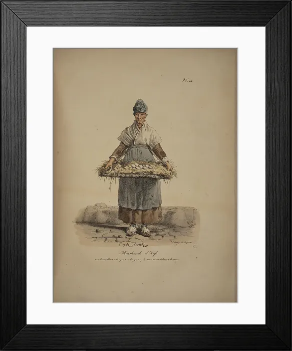 Framed Print : Egg seller. From the Series Cris de Paris (The Cries of Paris), 1815. Creator: Vernet, Carle (1758-1836). Egg seller. From the Series Cris de Paris (The Cries of Paris), 1815. Creator: Vernet, Carle (1758-1836)