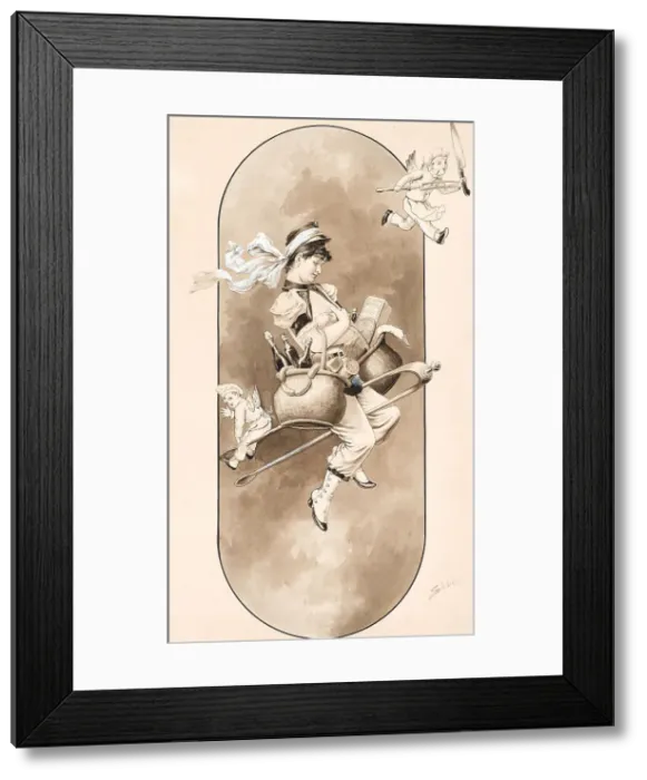 Framed Print : The flying Chief Cook, Caricature of the Culinary Art. Creator: Sieben, Gottfried (1856-1918) Framed Print : The flying Chief Cook, Caricature of the Culinary Art. Creator: Sieben, Gottfried (1856-1918)