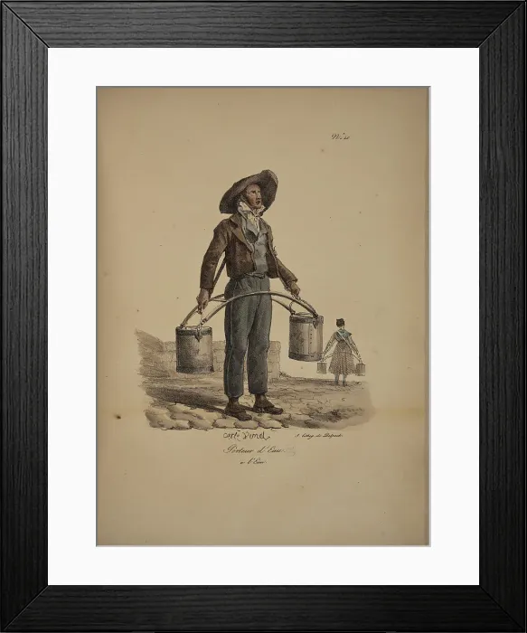 Framed Print : Water Bearer. From the Series Cris de Paris (The Cries of Paris), 1815. Creator: Vernet, Carle (1758-1836). Water Bearer. From the Series Cris de Paris (The Cries of Paris), 1815. Creator: Vernet, Carle (1758-1836) Framed Print : Water Bearer. From the Series Cris de Paris (The Cries of Paris), 1815. Creator: Vernet, Carle (1758-1836). Water Bearer. From the Series Cris de Paris (The Cries of Paris), 1815. Creator: Vernet, Carle (1758-1836)