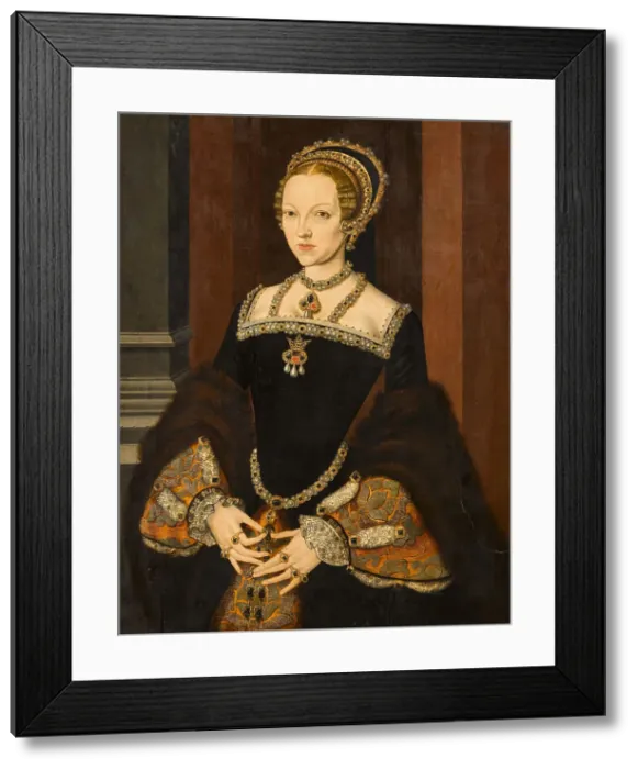 Framed Print : Portrait of Katherine Parr (1512-1548), Queen of England and Ireland, 1547. Creator: Master John (active 1544-1545) Framed Print : Portrait of Katherine Parr (1512-1548), Queen of England and Ireland, 1547. Creator: Master John (active 1544-1545)