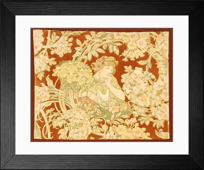 Framed Print : Woman among flowers (printed fabric), 1898-1899. Creator: Mucha, Alfons Marie (1860-1939) Framed Print : Woman among flowers (printed fabric), 1898-1899. Creator: Mucha, Alfons Marie (1860-1939)