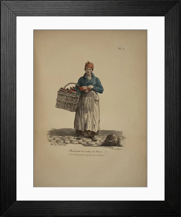 Framed Print : Women's Shoes seller. From the Series Cris de Paris (The Cries of Paris), 1815. Creator: Vernet, Carle (1758-1836). Women's Shoes seller. From the Series Cris de Paris (The Cries of Paris), 1815. Creator: Vernet, Carle (1758-1836) Framed Print : Women's Shoes seller. From the Series Cris de Paris (The Cries of Paris), 1815. Creator: Vernet, Carle (1758-1836). Women's Shoes seller. From the Series Cris de Paris (The Cries of Paris), 1815. Creator: Vernet, Carle (1758-1836)