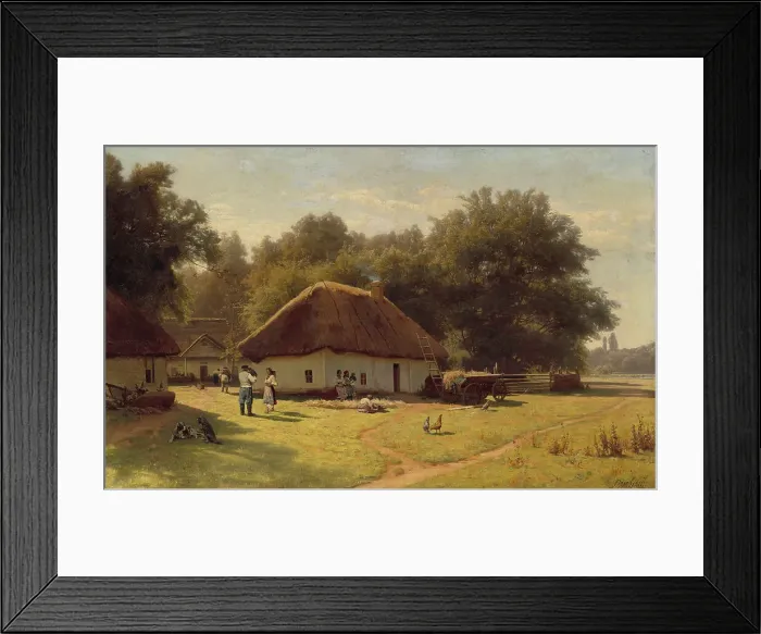 Framed Print : Landscape with peasants at a farmer's house on the outskirts of a forest, 2nd Half of the 19th cen. Creator: Orlovsky, Vladimir Donatovich (1842-1914) Framed Print : Landscape with peasants at a farmer's house on the outskirts of a forest, 2nd Half of the 19th cen. Creator: Orlovsky, Vladimir Donatovich (1842-1914)