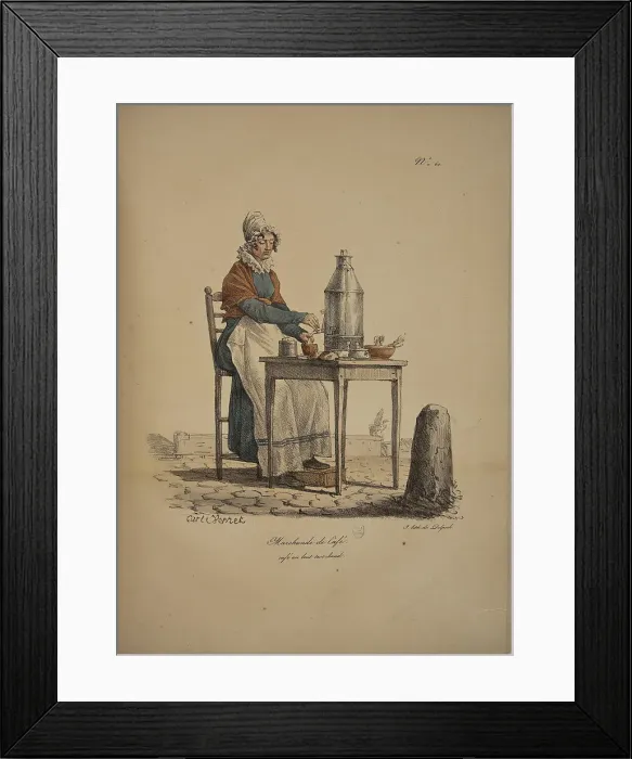 Framed Print : Coffee seller. From the Series Cris de Paris (The Cries of Paris), 1815. Creator: Vernet, Carle (1758-1836). Coffee seller. From the Series Cris de Paris (The Cries of Paris), 1815. Creator: Vernet, Carle (1758-1836) Framed Print : Coffee seller. From the Series Cris de Paris (The Cries of Paris), 1815. Creator: Vernet, Carle (1758-1836). Coffee seller. From the Series Cris de Paris (The Cries of Paris), 1815. Creator: Vernet, Carle (1758-1836)