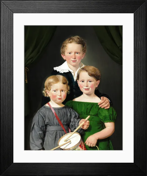 Framed Print : Hans and Bolette Puggaard's three children, 1827. Creator: Jensen, Christian Albrecht (1792-1870) Framed Print : Hans and Bolette Puggaard's three children, 1827. Creator: Jensen, Christian Albrecht (1792-1870)