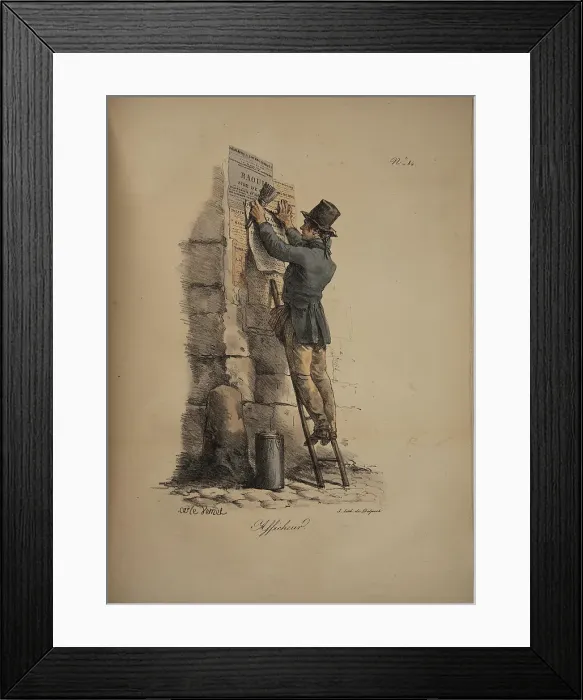 Framed Print : Bill Poster. From the Series Cris de Paris (The Cries of Paris), 1815. Creator: Vernet, Carle (1758-1836). Bill Poster. From the Series Cris de Paris (The Cries of Paris), 1815. Creator: Vernet, Carle (1758-1836) Framed Print : Bill Poster. From the Series Cris de Paris (The Cries of Paris), 1815. Creator: Vernet, Carle (1758-1836). Bill Poster. From the Series Cris de Paris (The Cries of Paris), 1815. Creator: Vernet, Carle (1758-1836)