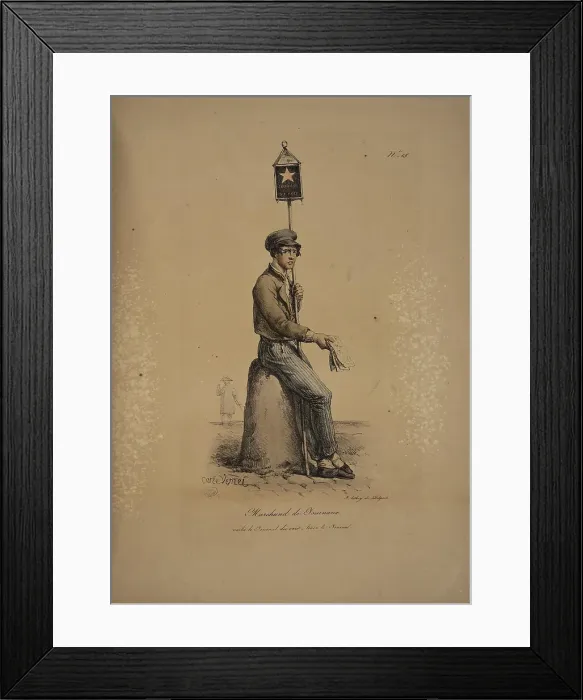 Framed Print : Newspaper seller. From the Series Cris de Paris (The Cries of Paris), 1815. Creator: Vernet, Carle (1758-1836). Newspaper seller. From the Series Cris de Paris (The Cries of Paris), 1815. Creator: Vernet, Carle (1758-1836) Framed Print : Newspaper seller. From the Series Cris de Paris (The Cries of Paris), 1815. Creator: Vernet, Carle (1758-1836). Newspaper seller. From the Series Cris de Paris (The Cries of Paris), 1815. Creator: Vernet, Carle (1758-1836)