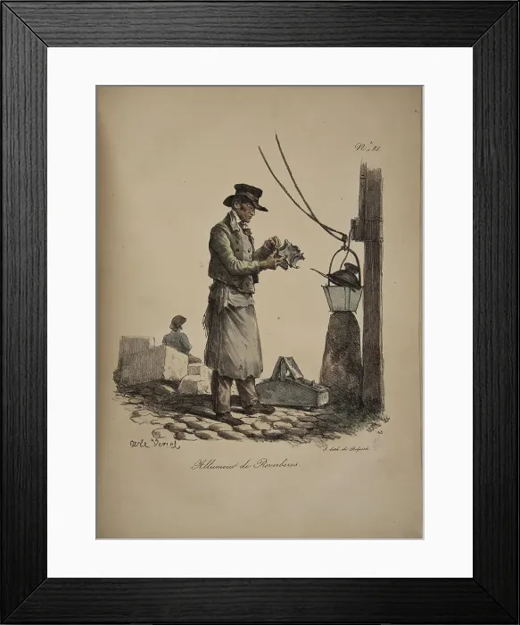 Framed Print : Lamplighter. From the Series Cris de Paris (The Cries of Paris), 1815. Creator: Vernet, Carle (1758-1836). Lamplighter. From the Series Cris de Paris (The Cries of Paris), 1815. Creator: Vernet, Carle (1758-1836) Framed Print : Lamplighter. From the Series Cris de Paris (The Cries of Paris), 1815. Creator: Vernet, Carle (1758-1836). Lamplighter. From the Series Cris de Paris (The Cries of Paris), 1815. Creator: Vernet, Carle (1758-1836)