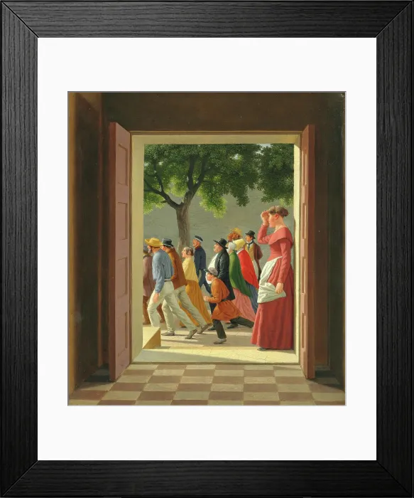 Framed Print : View through a door to running figures, 1845. Creator: Eckersberg, Christoffer-Wilhelm (1783-1853) Framed Print : View through a door to running figures, 1845. Creator: Eckersberg, Christoffer-Wilhelm (1783-1853)