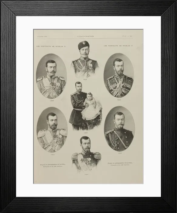 Framed Print : Portraits of Emperor Nicholas II from the period from 1892 to 1896, 1896. Creator: Anonymous Framed Print : Portraits of Emperor Nicholas II from the period from 1892 to 1896, 1896. Creator: Anonymous