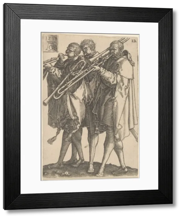 Framed Print : Three Trombonists, 1538. Creator: Aldegrever, Heinrich (1502-1560) Framed Print : Three Trombonists, 1538. Creator: Aldegrever, Heinrich (1502-1560)