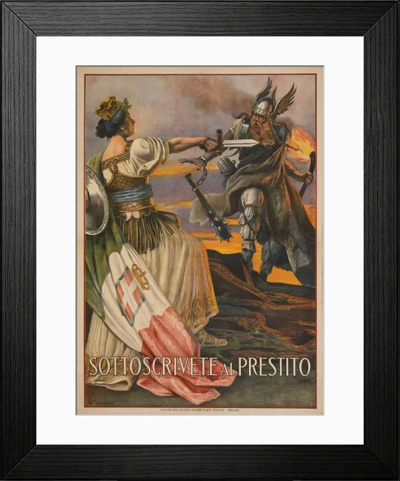 Framed Print : Sottoscrivete al prestito (Signed quickly), 1917. Creator: Capranesi, Giovanni (1852-1921) Framed Print : Sottoscrivete al prestito (Signed quickly), 1917. Creator: Capranesi, Giovanni (1852-1921)