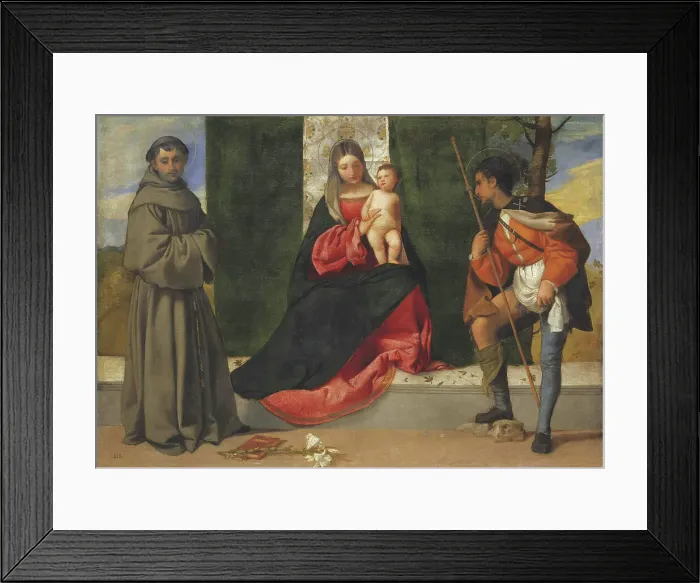 Framed Print : Virgin and Child between Saints Anthony of Padua and Roch, ca 1509-1510. Creator: Titian (1488-1576) Framed Print : Virgin and Child between Saints Anthony of Padua and Roch, ca 1509-1510. Creator: Titian (1488-1576)