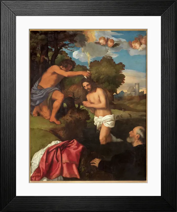 Framed Print : The Baptism of Christ, 1511-1512. Creator: Titian (1488-1576) Framed Print : The Baptism of Christ, 1511-1512. Creator: Titian (1488-1576)