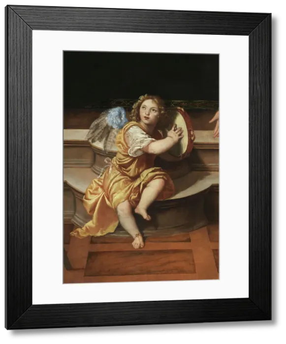 Framed Print : Angel with tambourine, c.1508. Creator: Titian (1488-1576) Framed Print : Angel with tambourine, c.1508. Creator: Titian (1488-1576)