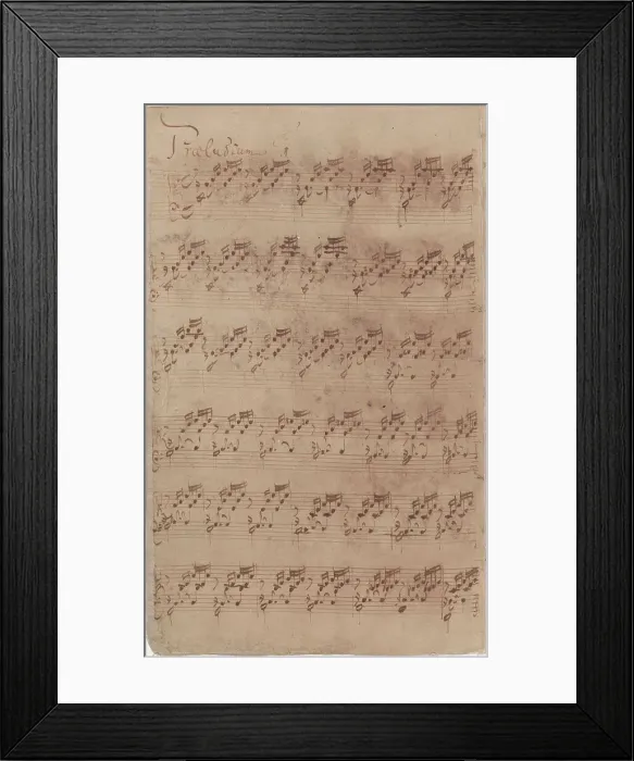 Framed Print : Autograph manuscript of the first page of the Prelude No. 1 from the first part of the Well... 1722 Creator: Bach, Johann Sebastian (1685-1750) Framed Print : Autograph manuscript of the first page of the Prelude No. 1 from the first part of the Well... 1722 Creator: Bach, Johann Sebastian (1685-1750)