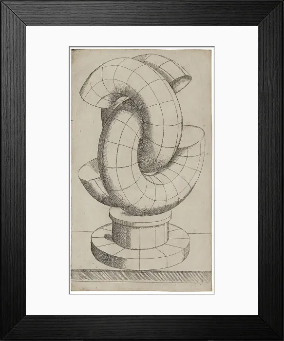 Framed Print : Perspective Study with Three C-Shaped Bodies Pushed into Each Other, 1567. Creator: Zündt, Mathis (1498-1572 / 81) Framed Print : Perspective Study with Three C-Shaped Bodies Pushed into Each Other, 1567. Creator: Zündt, Mathis (1498-1572 / 81)
