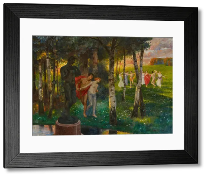 Framed Print : The Round Dance. Park landscape in spring with dancers, 1899. Creator: Armbrust, Karl (1867-1928) Framed Print : The Round Dance. Park landscape in spring with dancers, 1899. Creator: Armbrust, Karl (1867-1928)