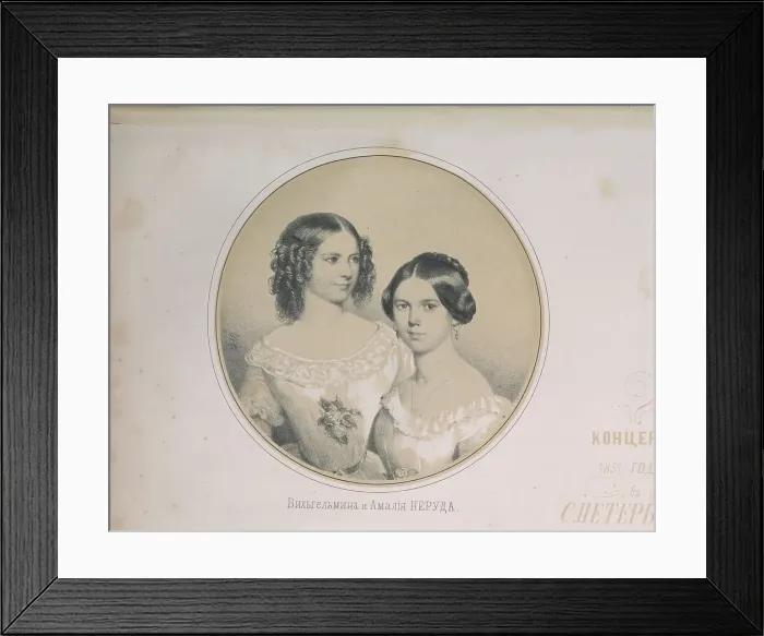 Framed Print : Portrait of Wilhelmine (1839-1911) and Amalie Neruda (1834-1890), 1851. Creator: Timm, Wassili (George Wilhelm) (1820-1895) Framed Print : Portrait of Wilhelmine (1839-1911) and Amalie Neruda (1834-1890), 1851. Creator: Timm, Wassili (George Wilhelm) (1820-1895)