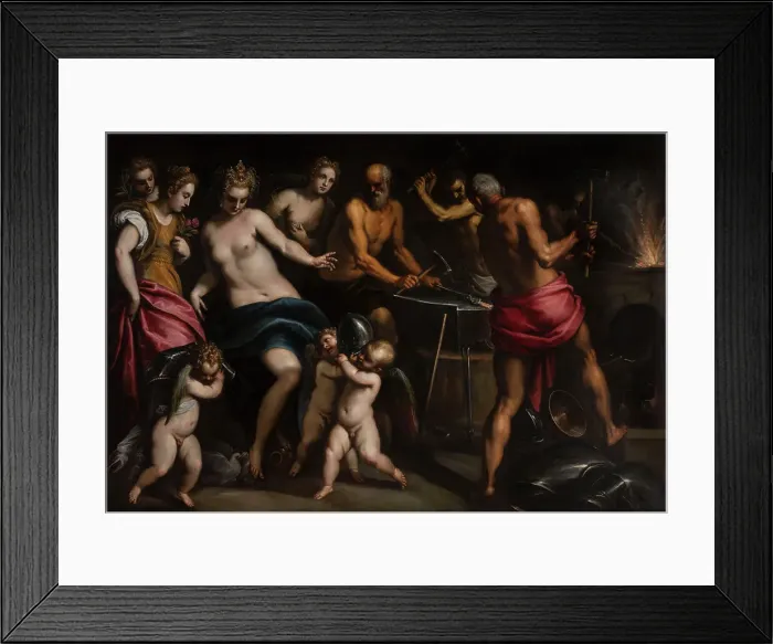 Framed Print : Visit of Venus in the forge of Vulcan, c.1585-1590. Creator: Palma il Giovane, Jacopo, the younger (1544-1628)