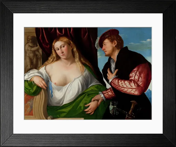 Framed Print : Lady and her suitor (woman visited by her lover), before 1565. Creator: Licinio, Bernardino (ca1489-ca1565) Framed Print : Lady and her suitor (woman visited by her lover), before 1565. Creator: Licinio, Bernardino (ca1489-ca1565)