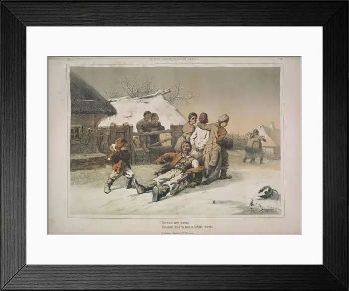 Framed Print : Drunk man - fun for children and women, 1861. Creator: Timm, Wassili (George Wilhelm) (1820-1895)