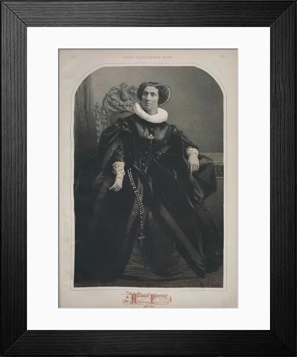 Framed Print : Portrait of actress Adelaide Ristori (1822-1906) as Mary Stuart, 1861. Creator: Timm, Wassili (George Wilhelm) (1820-1895) Framed Print : Portrait of actress Adelaide Ristori (1822-1906) as Mary Stuart, 1861. Creator: Timm, Wassili (George Wilhelm) (1820-1895)