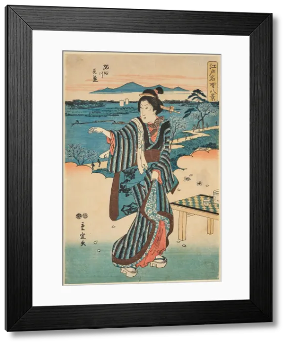 Framed Print : Sumidagawa hanazakiri (The Sumida River in Bloom), from the series: Edo meisho... 1851-1853. Creator: Hiroshige II. Utagawa (1826-1869). Sumidagawa hanazakiri (The Sumida River in Bloom), from the series: Edo meisho... 1851-1853 Framed Print : Sumidagawa hanazakiri (The Sumida River in Bloom), from the series: Edo meisho... 1851-1853. Creator: Hiroshige II. Utagawa (1826-1869). Sumidagawa hanazakiri (The Sumida River in Bloom), from the series: Edo meisho... 1851-1853