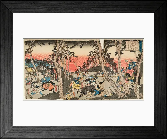 Framed Print : Battle scene in the sunset, 1843. Creator: Sadahide, Utagawa (1807-1873) Framed Print : Battle scene in the sunset, 1843. Creator: Sadahide, Utagawa (1807-1873)