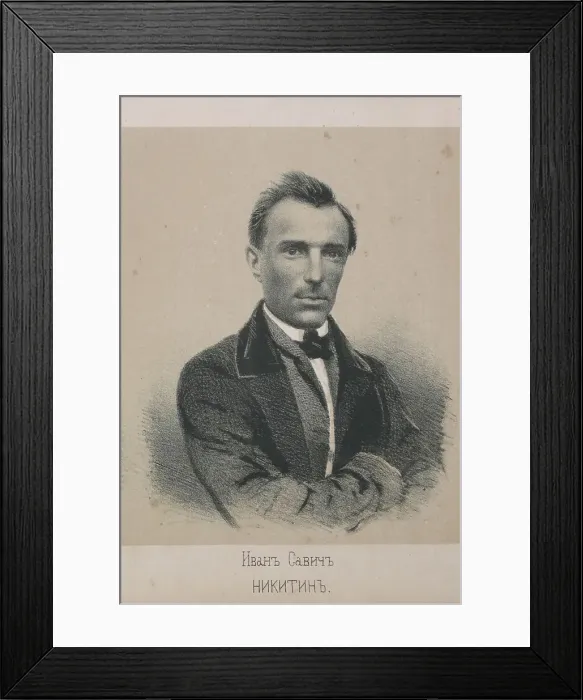 Framed Print : Portrait of poet Ivan Savwitsch Nikitin (1824-1861), 1861. Creator: Timm, Wassili (George Wilhelm) (1820-1895)