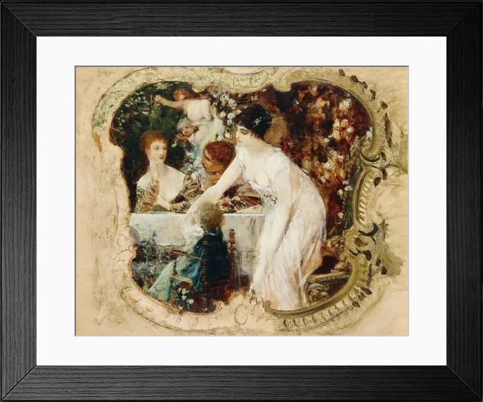 Framed Print : Table delights. Study for the Municipal Theater in Karlovy Vary. Creator: Klimt, Gustav (1862-1918) Framed Print : Table delights. Study for the Municipal Theater in Karlovy Vary. Creator: Klimt, Gustav (1862-1918)